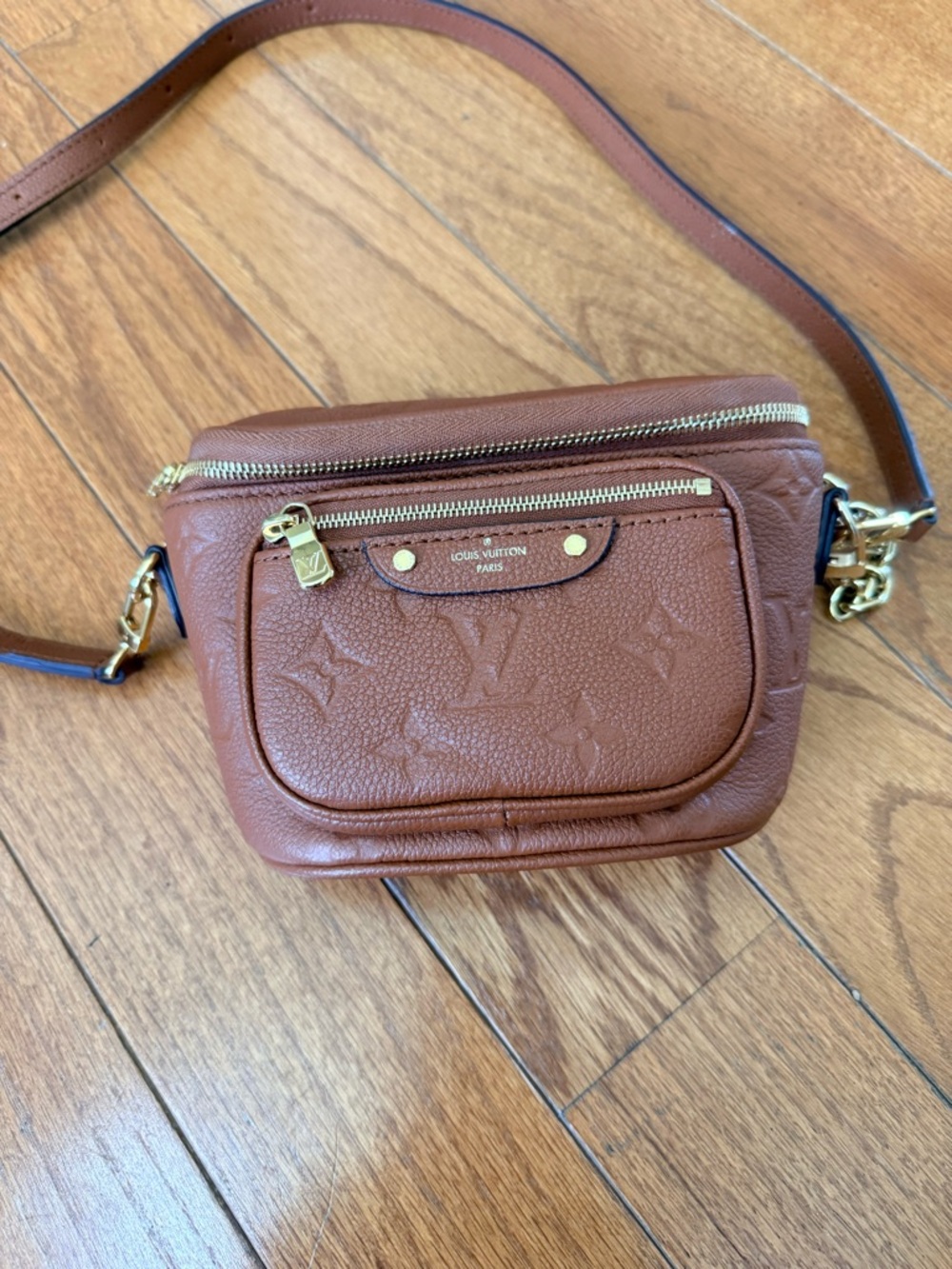 Louis Vuitton Brown Embossed Monogram Leather Belt Bag